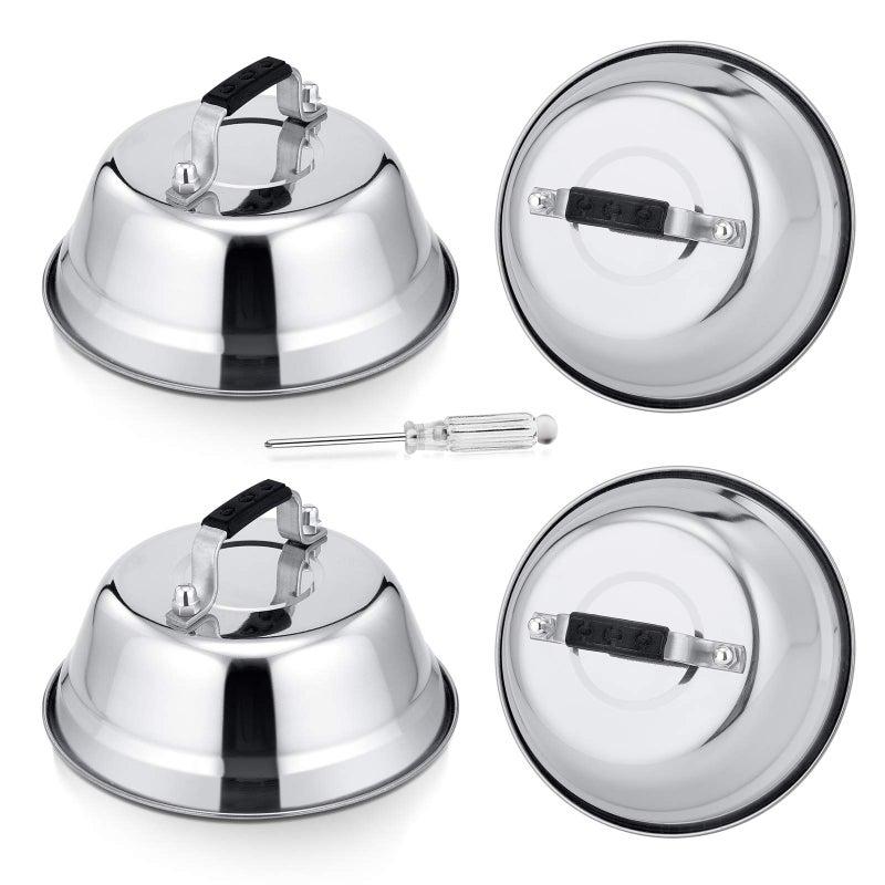 HaSteeL 6.5In Cheese Melting Dome, Stainless Steel Small Round Basting Steaming Cover, Heavy Duty Griddle Grill Accessories for Kitchen Cooking Flat Top BBQ Indoor & Outdoor, Dishwasher Safe - 4 Packs - Image 1